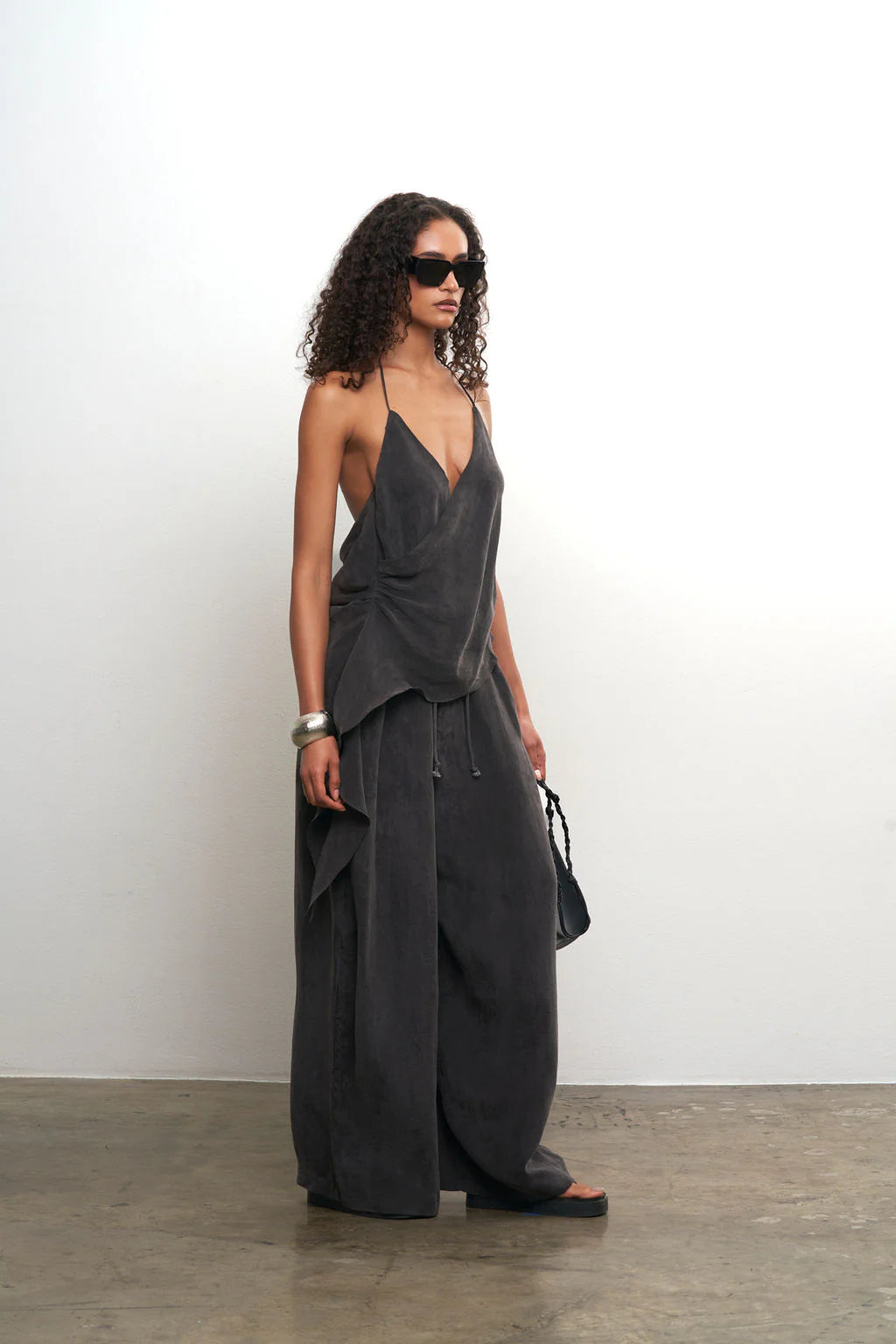 Cupro Draped Wide Leg Pant