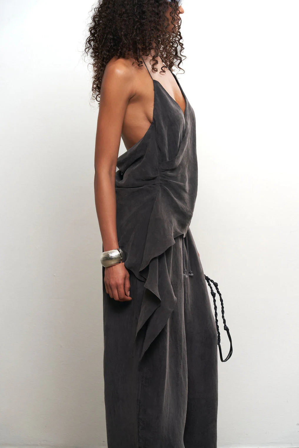 Cupro Draped Wide Leg Pant