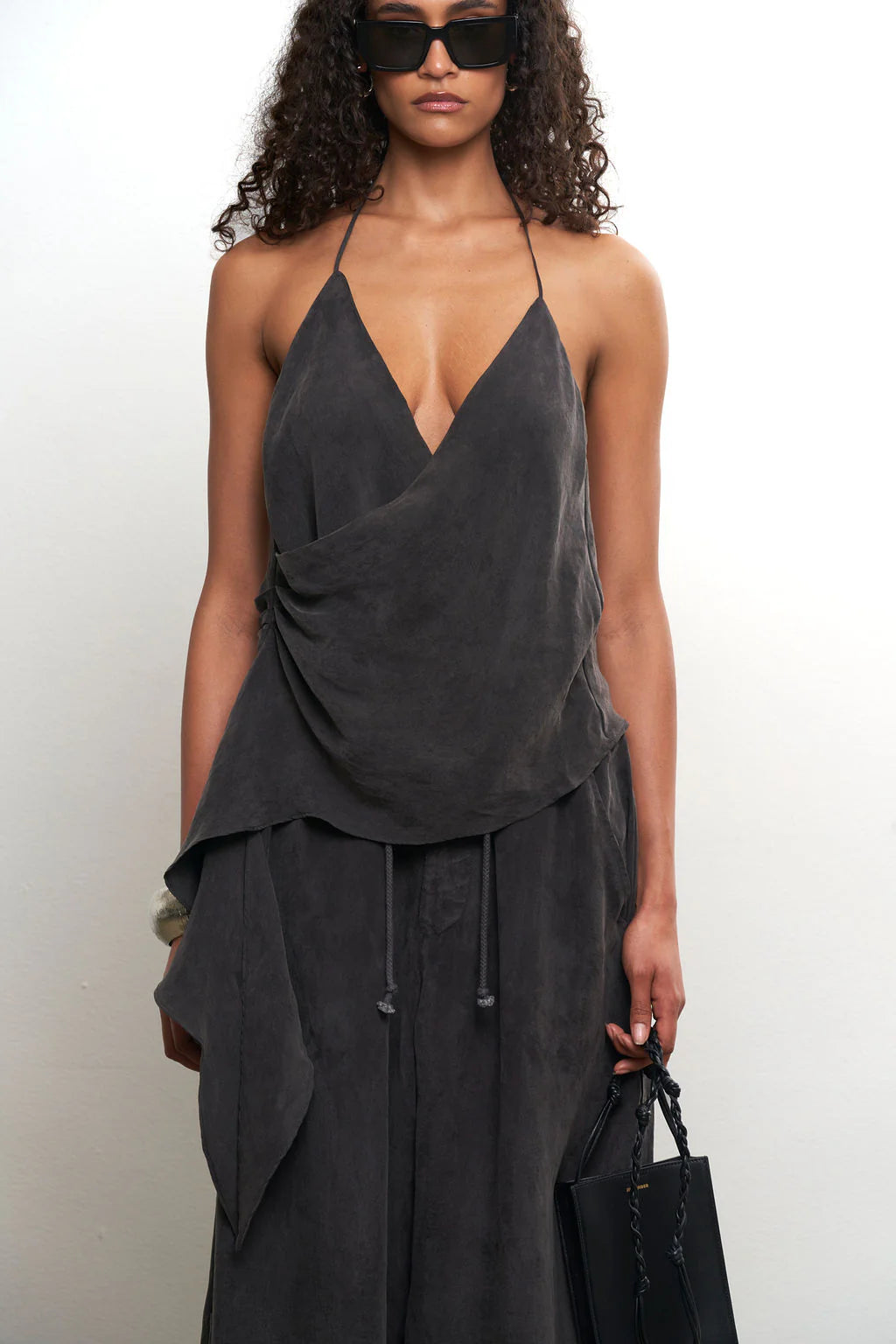 Cupro Draped Wide Leg Pant