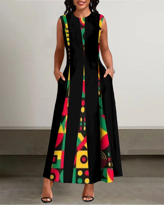 Reggae Totem Colorblock Maxi Dress