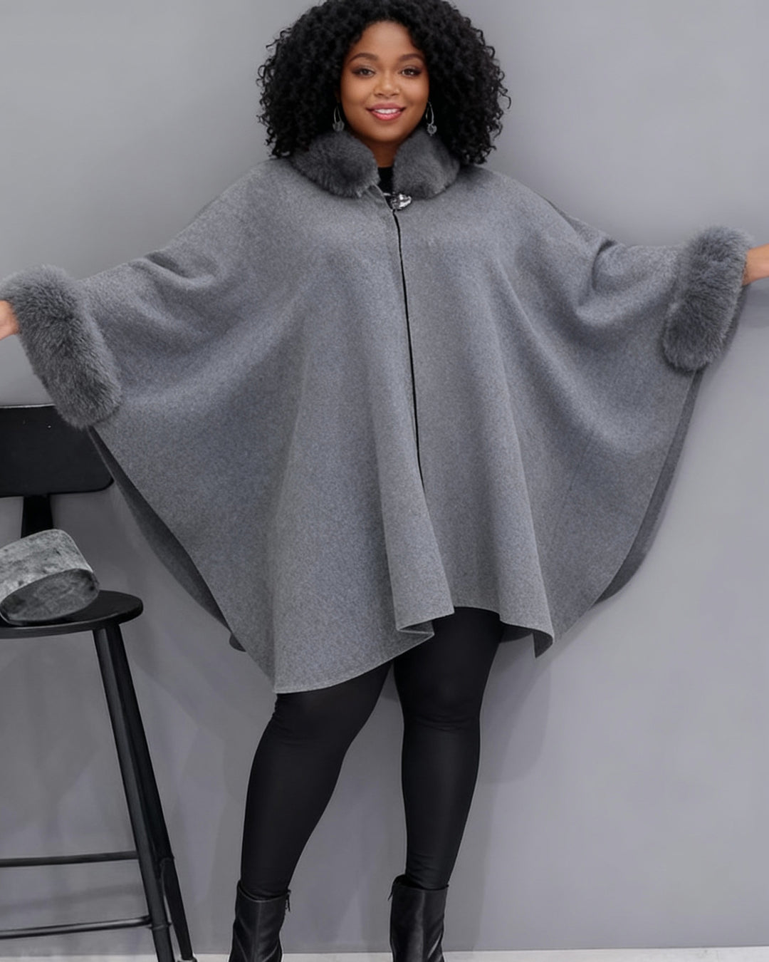 Fur Collar Cape Coat