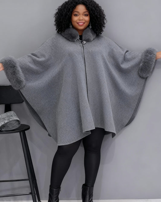 Fur Collar Cape Coat