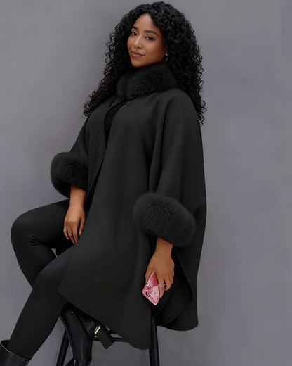 Fur Collar Cape Coat