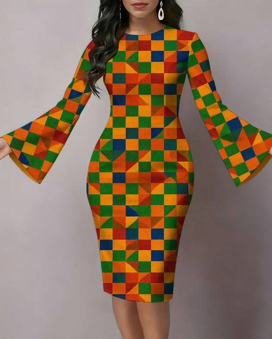 Traditional Red Flare African Print Maxi Dress