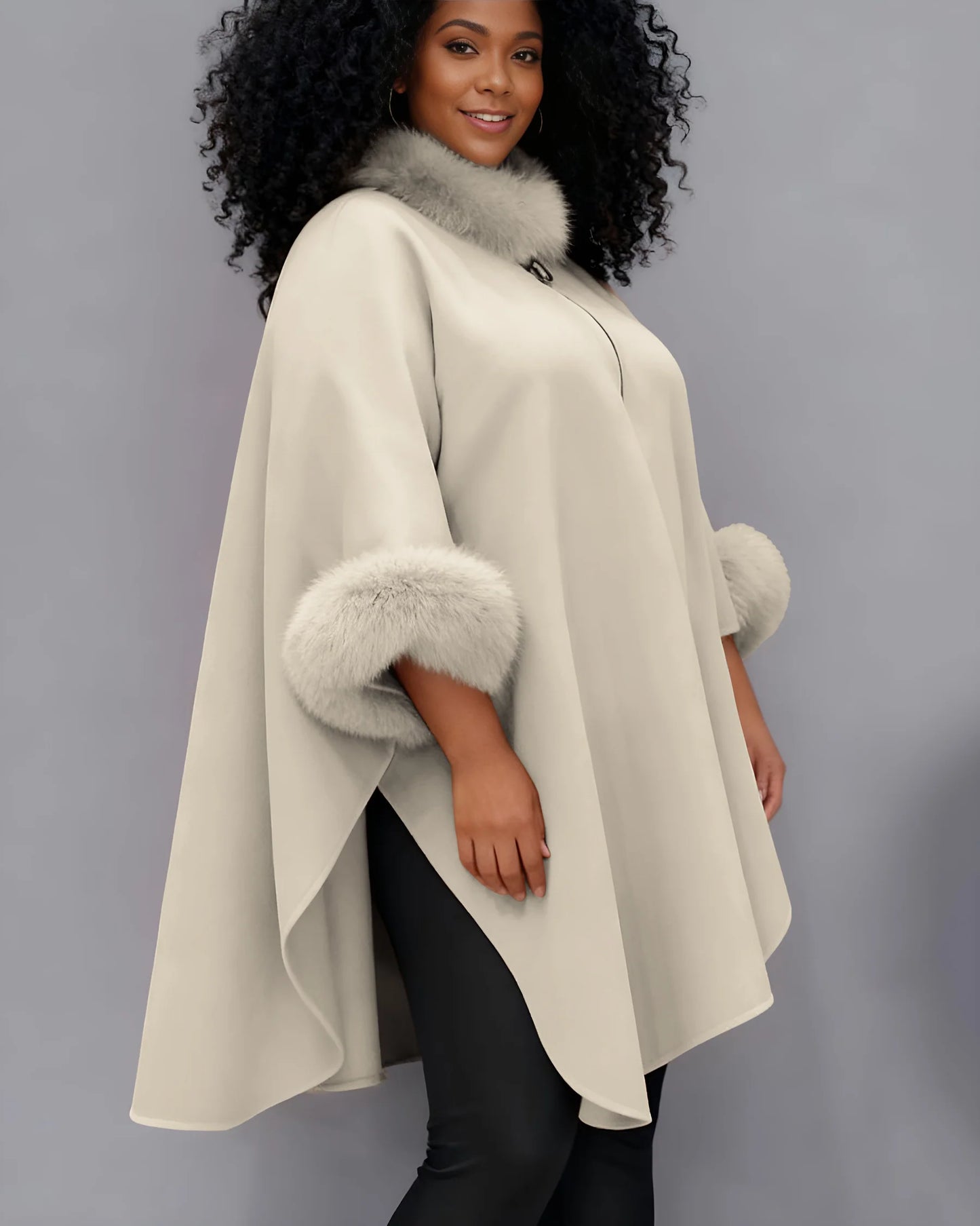 Fur Collar Cape Coat