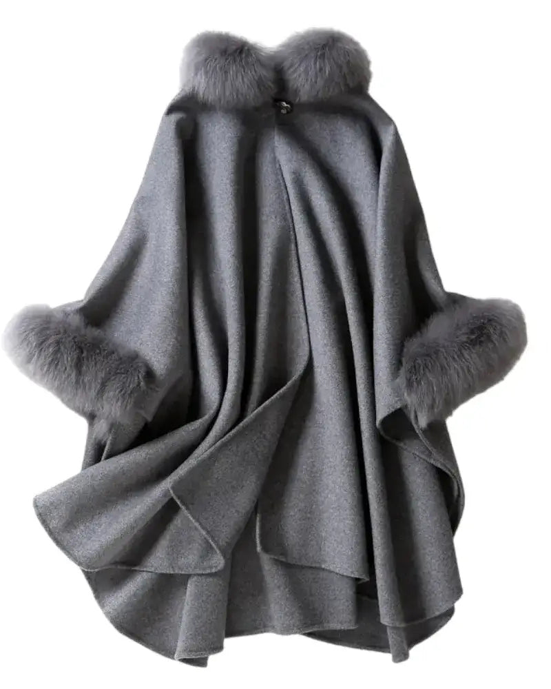 Fur Collar Cape Coat