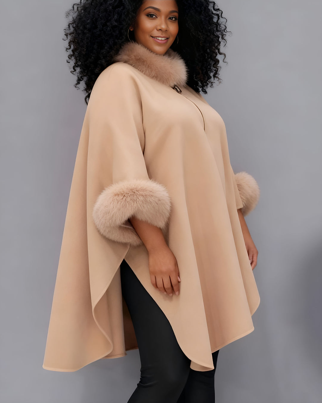 Fur Collar Cape Coat