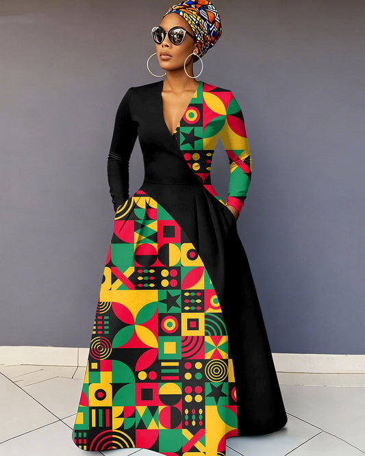 Reggae Patchwork African Print Maxi Dress