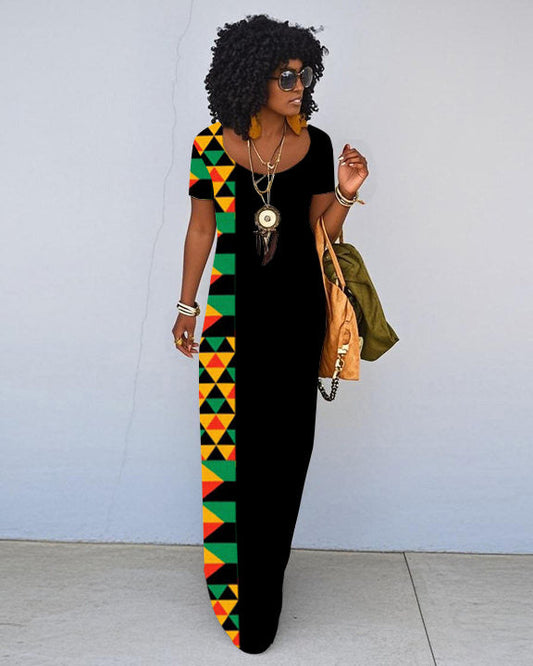 Juneteenth Geometric African Print Maxi Dress